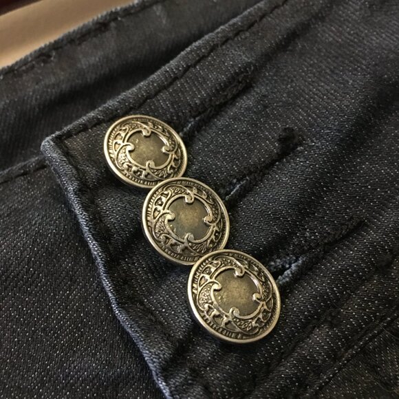 Y2K Liquid X Dark Dark Triple Button Denim Jeans - Picture 6 of 16